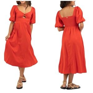 Billabong Lovers Lane Cut Out Front Midi SummerDress